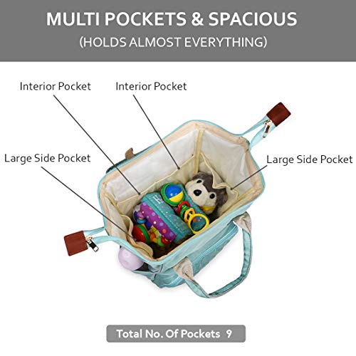 PACKNBUY Stylish Diaper Bag for Mothers for Travel with Changing Mat, Maternity Bag with Insulated Bottle Pockets and Multiple Pockets Baby Diaper Bag to Store Newborn Baby Products (Green) - Image 4