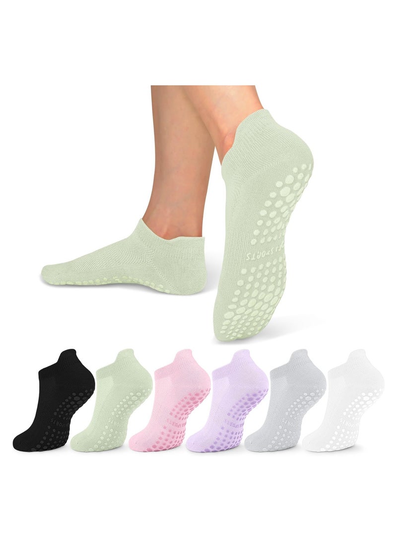 السيدات يلتقطون جوارب بيلاتس ، 6 أزواج من جوارب باري باليه العارية المستشفى التدريب ضد الانزلاق اليوغا الرياضية (ألوان متعددة) - Image 1