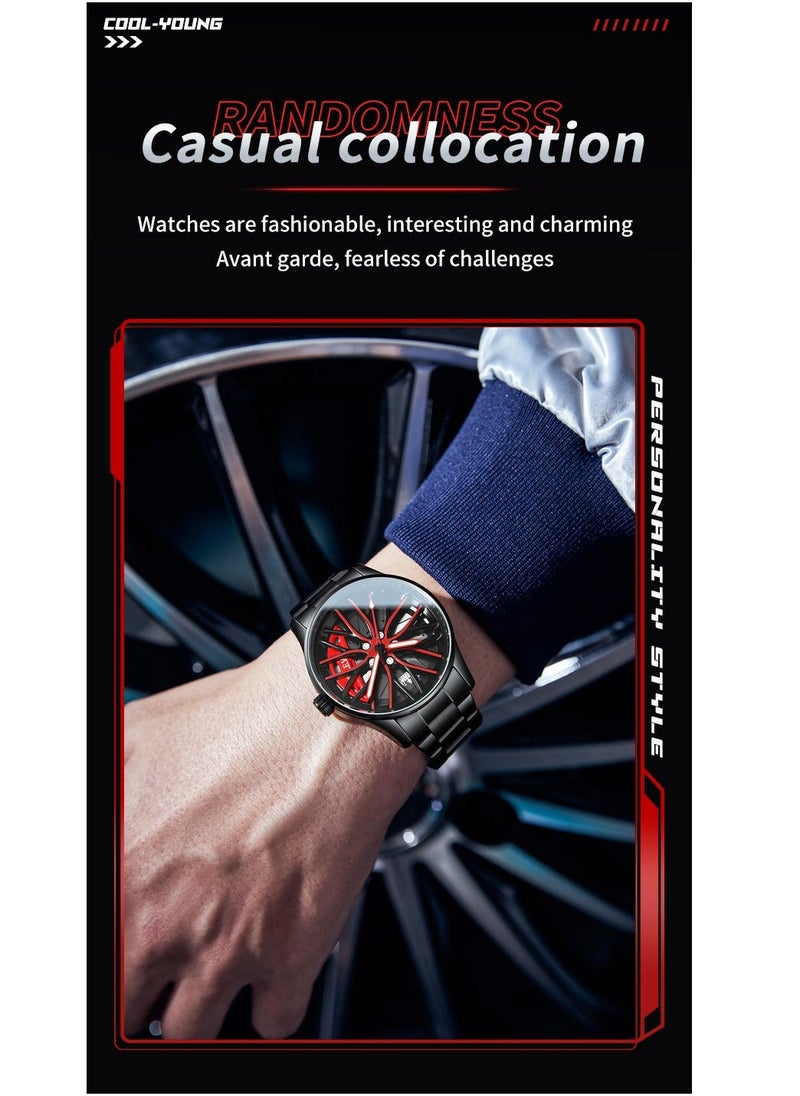 OLEVS Watches For Men Fashion Stainless Steel Quartz Water Resistant Analog Watch 42mm Black 9937 - Image 5