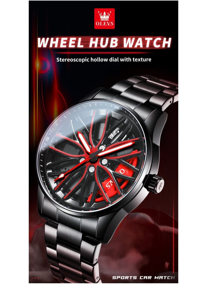 OLEVS Watches For Men Fashion Stainless Steel Quartz Water Resistant Analog Watch 42mm Black 9937 - Image 4