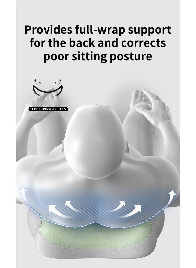 Jourvent Ergonomic Seat Cushion and Lumbar Support Pillow Set for Office Chair - 100% Memory Foam Back & Coccyx Cushion for Back Pain, Sciatica & Tailbone Relief - Orthopedic Posture Corrector for Car, Desk & Gaming Chair - Image 3