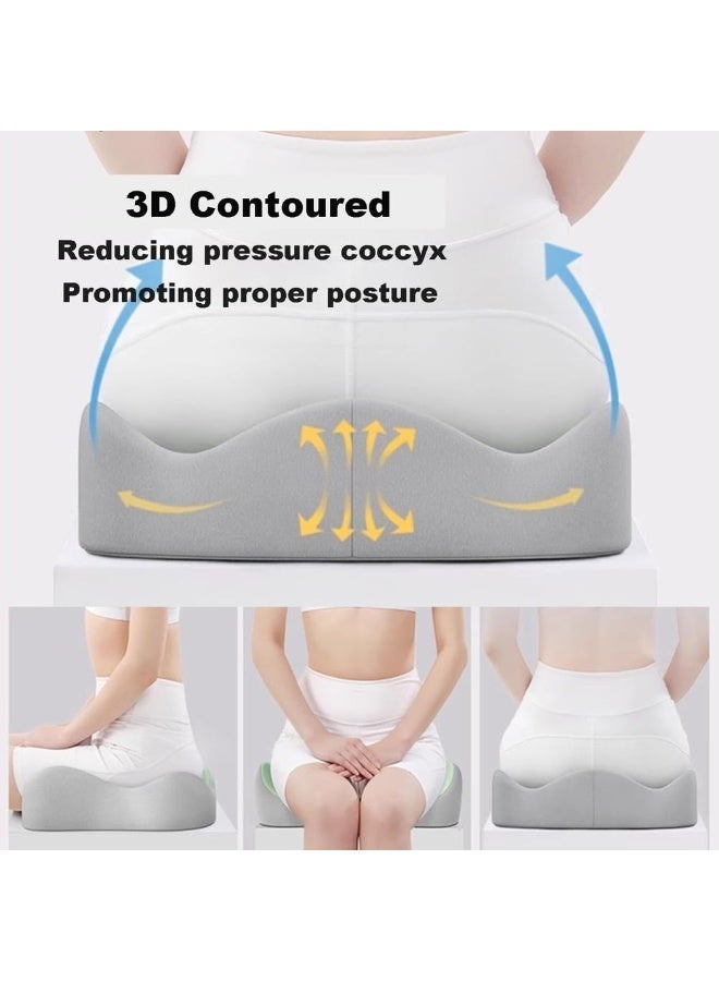 Jourvent Ergonomic Seat Cushion and Lumbar Support Pillow Set for Office Chair - 100% Memory Foam Back & Coccyx Cushion for Back Pain, Sciatica & Tailbone Relief - Orthopedic Posture Corrector for Car, Desk & Gaming Chair - Image 5