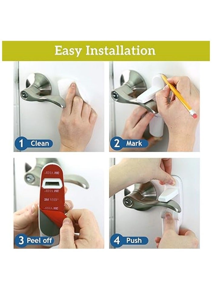 أقفال مقابض الأبواب (4 قطع) - تمنع الأطفال الصغار من فتح الأبواب - مصنوعة من مادة ABS متينة مع لاصق 3M - سهلة التشغيل بيد واحدة للكبار، لا حاجة إلى أدوات. - Image 3