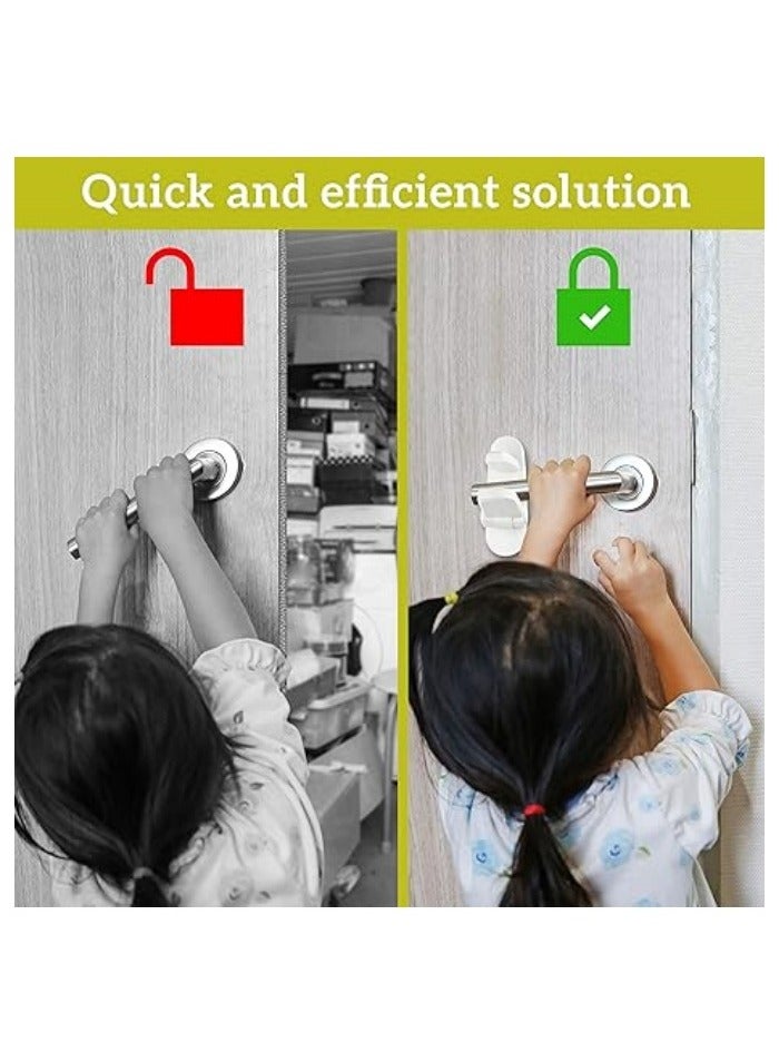 أقفال مقابض الأبواب (4 قطع) - تمنع الأطفال الصغار من فتح الأبواب - مصنوعة من مادة ABS متينة مع لاصق 3M - سهلة التشغيل بيد واحدة للكبار، لا حاجة إلى أدوات. - Image 5