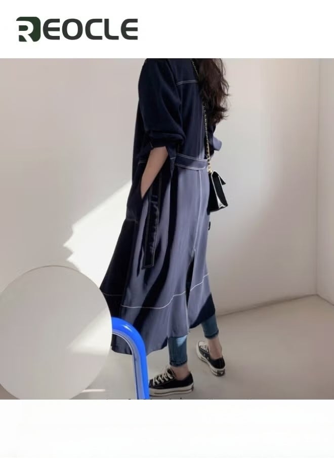 REOCLE Women's Long Sleeve Trench Coat Long Dress Single Breasted Thick A Line Pea Coats Jacket with Pockets - Image 5