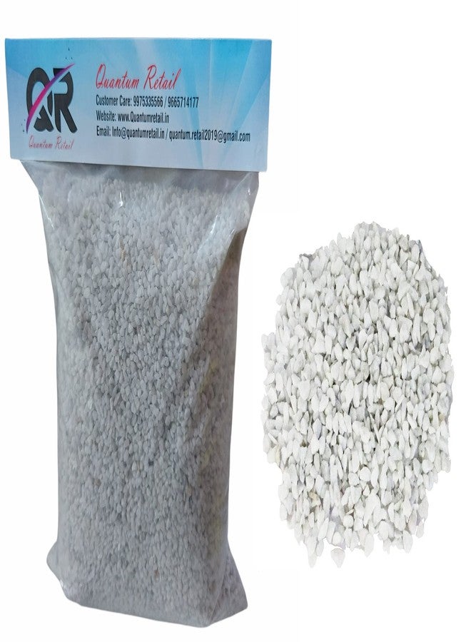 Quantum Retail - (1 kg) White Marble Chips for Garden, Aquarium, Indoor Outdoor Decoration Pebbles Stone,Decorative Stones, Vase Fillers, Landscaping - (Size:3mm-5mm) - Image 1