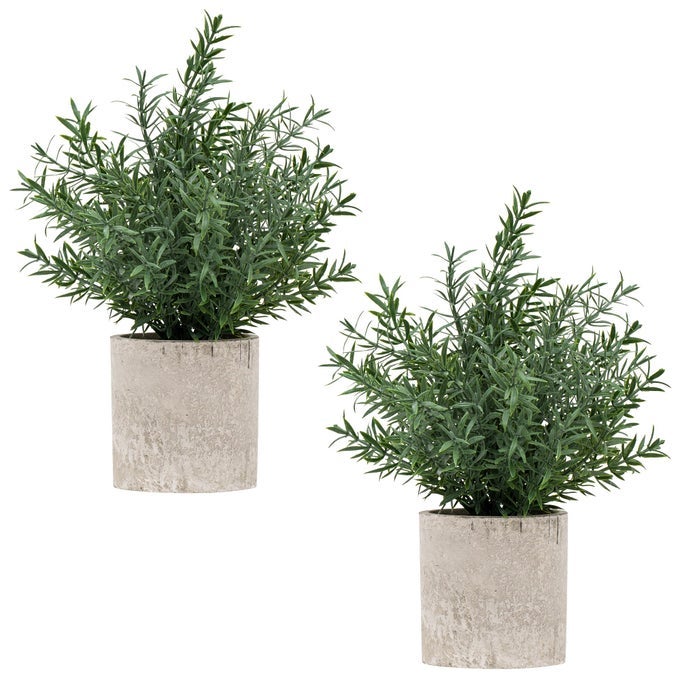 2 PACK SMALL FAKE PLANTS ROSEMARY POTTED ARTIFICIAL PLANTS FOR SHELF DESK HOME KITCHEN BATHROOM FARMHOUSE ROOM COFFEE TABLE DECOR GREEN