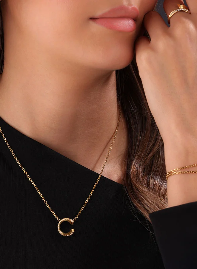 CERRUTI 1881 Alessia Gold Plated Stainless Steel Crystal Pendant Necklace for Women