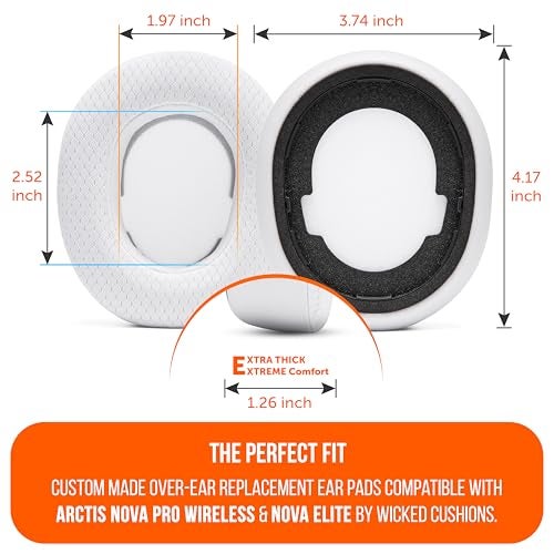 WC Freeze Nova Pro Wireless - وسادات أذن مبردة من جل التبريد لأجهزة Arctis Nova Pro Wireless و Nova Elite (لا تناسب النماذج الأخرى)، من Wicked Cushions، سميكة إضافية ومريحة | أبيض - Image 5