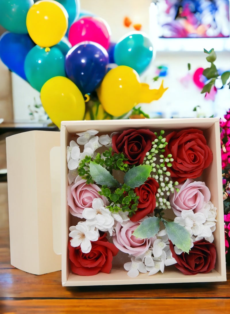 BABAZAM Fragrant Gift Rose Soap Flower with Leaves Perfect for Gifting Mother's Day Women's Day Birthday Multicolor 19x19x8.5cm - Image 4