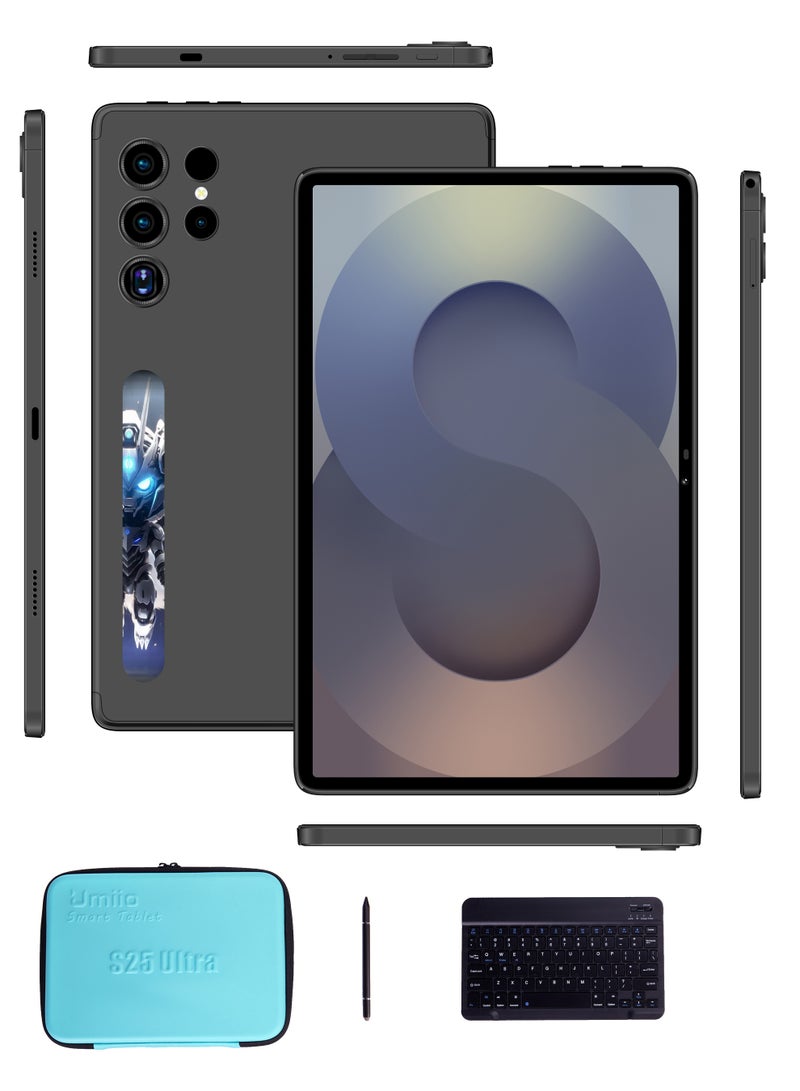 Umiio Smart Tablet S25 Ultra 10.1-inch HD Display with Keyboard/Case and EWB Handbag 16GB RAM 1TB ROM Dual SIM 5G Network Android WiFi GPS Slim Tab Grey - Image 1