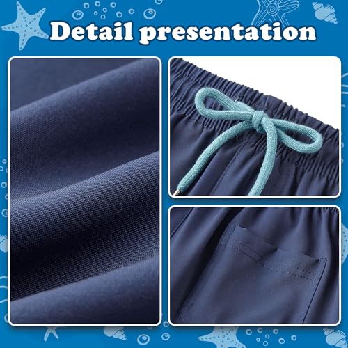UMELOK Boys Swim Trunks Swimsuit Boxer Brief 2 in 1 Compression Liner Stretch Swim Shorts Quick Dry Beach Bathing Suit Solid Navy Blue 7 - Image 3