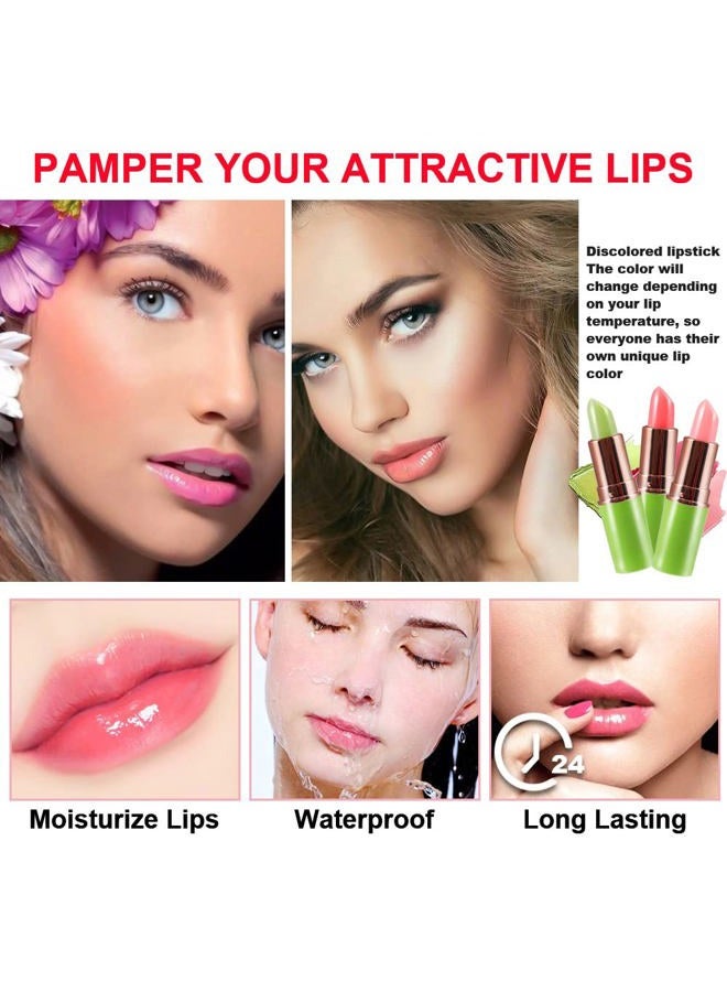 BINGBRUSH Aloe vera Color Changing Lipstick,Moisturizer Long Lasting Lip Care Magic Lip Gloss,Makeup Lipstick Set (3pcs Aloe+Strawberry+ Peach, 3 Count (Pack of 1)) - Image 3