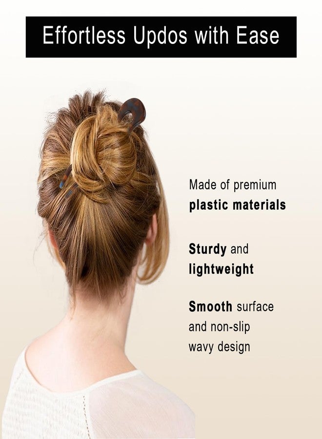 ANBALA 3Pack Tortoise Shell Acetate U-Shaped French Hair Pins for Women, Wavy Hair Sticks for Thin & Thick Hair, Stylish French Pins for Updo & Chignon - Image 4