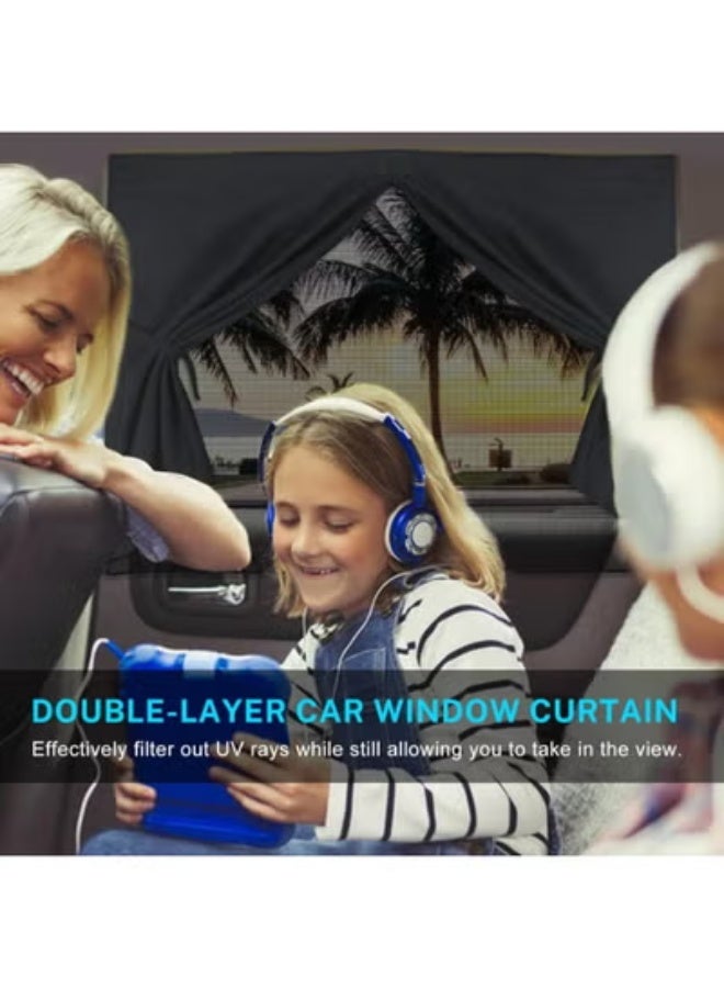 COYO Car Window Shades, 2 PCS Magnetic Double Layer Auto Sun Shade for Side Windows Privacy Full Covers/Half Shade Options Back Car Window Curtains for Baby Protection - Image 4