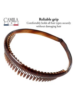 CAMILA Paris Ad109 French Headband For Women Tortoise Shell, Strong Hold Grip Women'S Hair Band, Very Flexible, No Slip And Durable Styling Girls Hair Accessories, Made In France  - Image 2