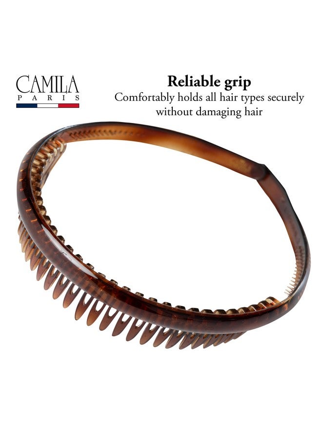 CAMILA Paris Ad109 French Headband For Women Tortoise Shell, Strong Hold Grip Women'S Hair Band, Very Flexible, No Slip And Durable Styling Girls Hair Accessories, Made In France - Image 2