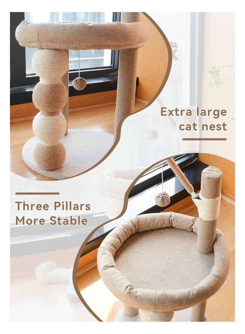 ليوكور برج شجرة القطة الصغيرة 30 بوصة ، ومركز النشاط الكامل في واحد أثاث منزل القطة مع مراكز الخد  ، ومنصة ملفوفة ولعبة معلقة ، برج القطة الصغيرة للقطط الداخلية ، البيج - Image 5