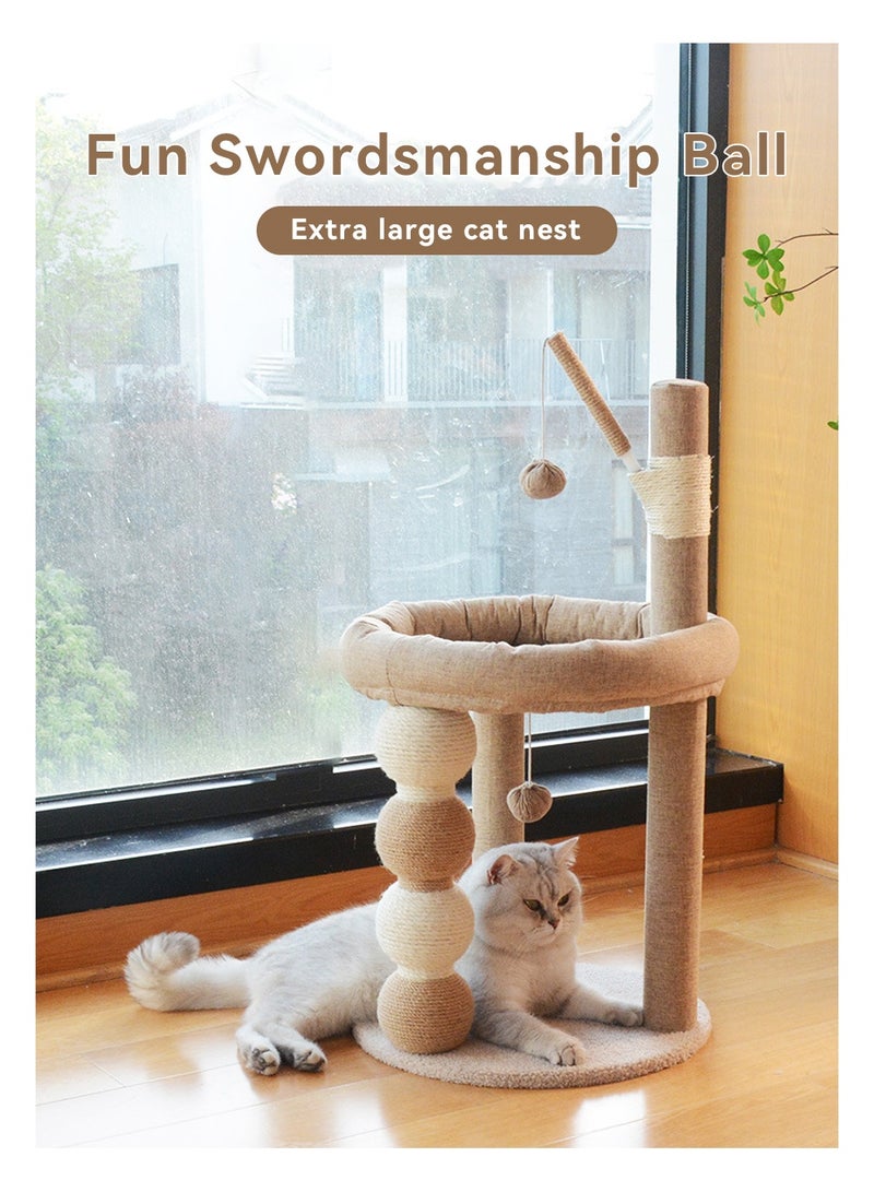ليوكور برج شجرة القطة الصغيرة 30 بوصة ، ومركز النشاط الكامل في واحد أثاث منزل القطة مع مراكز الخد  ، ومنصة ملفوفة ولعبة معلقة ، برج القطة الصغيرة للقطط الداخلية ، البيج - Image 2