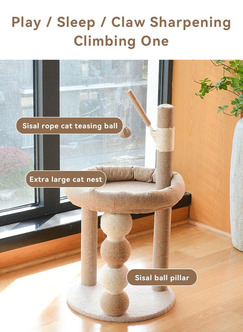 ليوكور برج شجرة القطة الصغيرة 30 بوصة ، ومركز النشاط الكامل في واحد أثاث منزل القطة مع مراكز الخد  ، ومنصة ملفوفة ولعبة معلقة ، برج القطة الصغيرة للقطط الداخلية ، البيج - Image 3