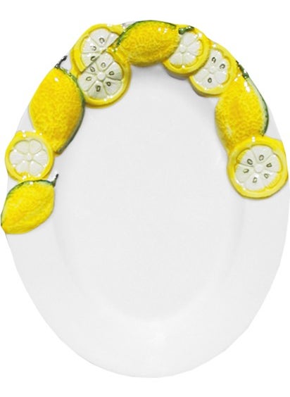 Edelweiss Italy Lemon Claret Red Ceramic Serving Plate 22X14 cm 