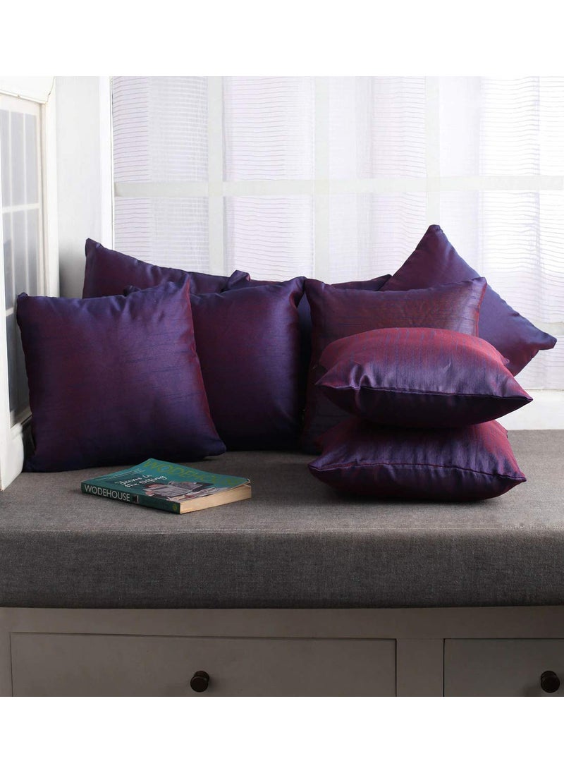 Lushomes - Lushomes Festive Silk Cushion Covers (Pack of 05) (12X12 Inches, Purple) - Image 1