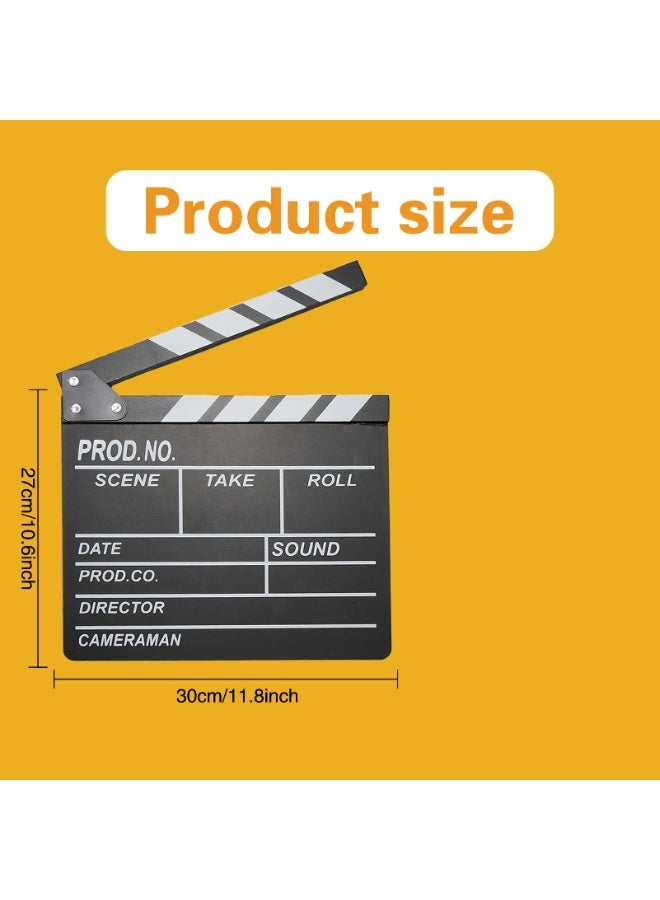 30*27CM Movie Film Clapboard Hollywood Wooden-Clapper Board Directors Photography Studio Video TV Clapper Board Movie Theater Props Decor Black Clap Board - Image 2