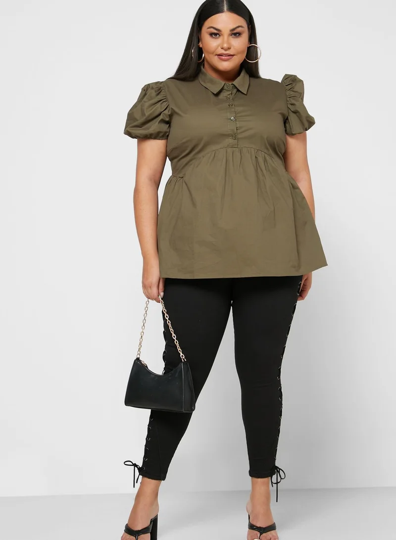 Missguided Curve Button Front Shirt