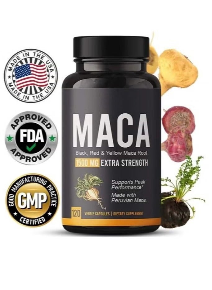 Natgrown Black, Red & Yellow Maca Root 1200mg Extra Strength - 120 Capsules - Image 3