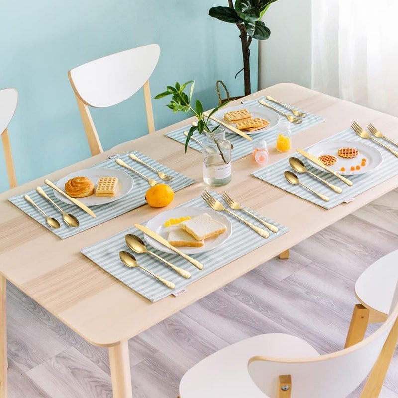 MYTHOS 15 Pcs Gold Silverware Set FoodGrade Stainless Steel Flatware Set for 3 Square Cutlery Set Mirror Polished Tableware Eating Utensils Set for Kitchen Fork Spoon Set Gold Set of 15 - Image 4