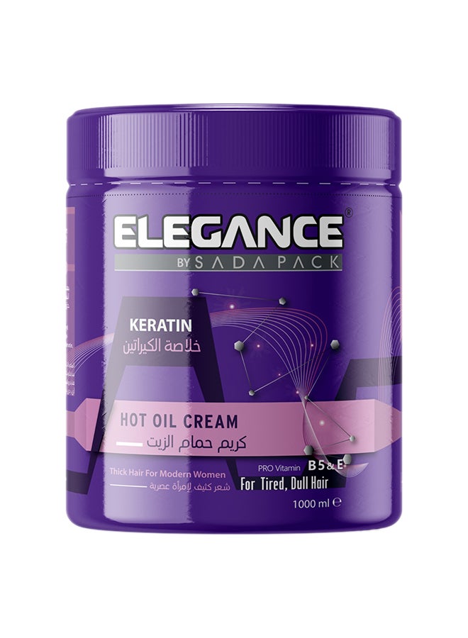 Elegance Hot Oil Keratin Cream 1000ml - Intensive Hair Repair Treatment - Image 1