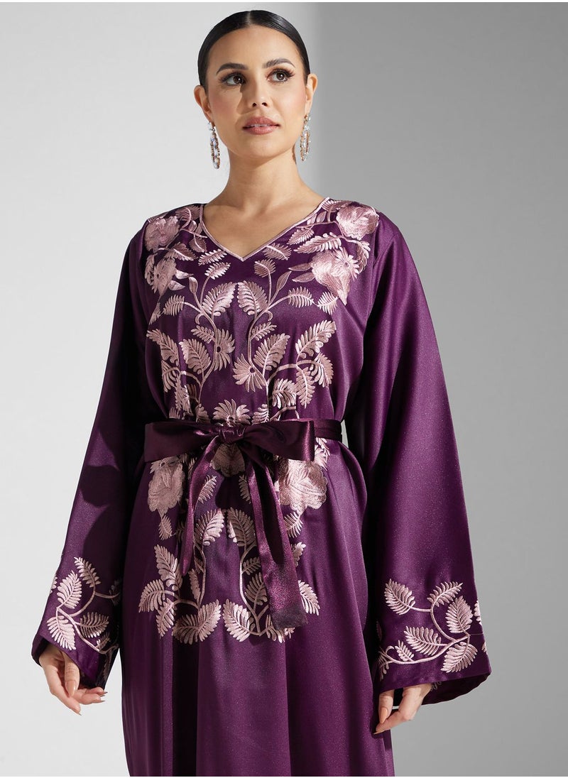 hayas closet - Embroidered Belted Jalabiya - Image 1