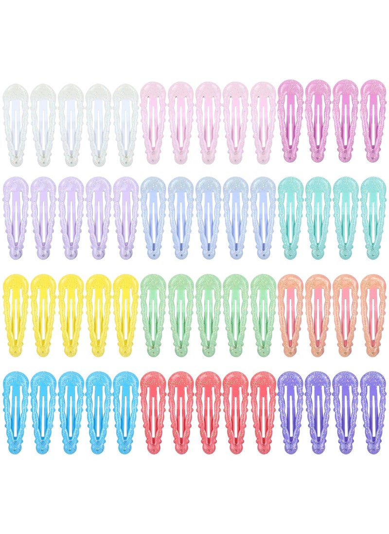Cinaci Cinaci 60pcs 5cm2 in 12 Candy Color Glitter Sequin Metal Snap Hair Clips Non Slip Hair Barrettes Bang Holders Hair Accessories for Toddlers Girls Kids Teens 