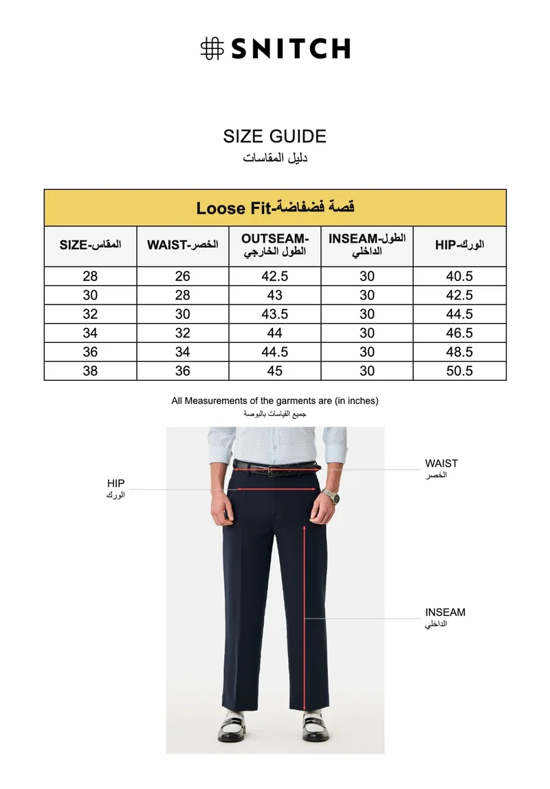 Snitch Navy Stretch Regular Fit Trousers for Men | Best Price UAE