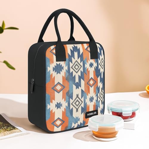 Nibbler Lunch Bag Office Tiffin Bags for Men Women | Insulated Hot Cold Travel Lunch Bag | for Lunch Tiffin Box & Bottle | Multi-use Storage I for Office & School (Tribal) - Image 1