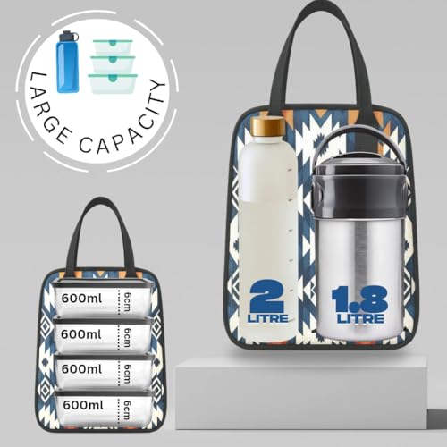 Nibbler Lunch Bag Office Tiffin Bags for Men Women | Insulated Hot Cold Travel Lunch Bag | for Lunch Tiffin Box & Bottle | Multi-use Storage I for Office & School (Tribal) - Image 4