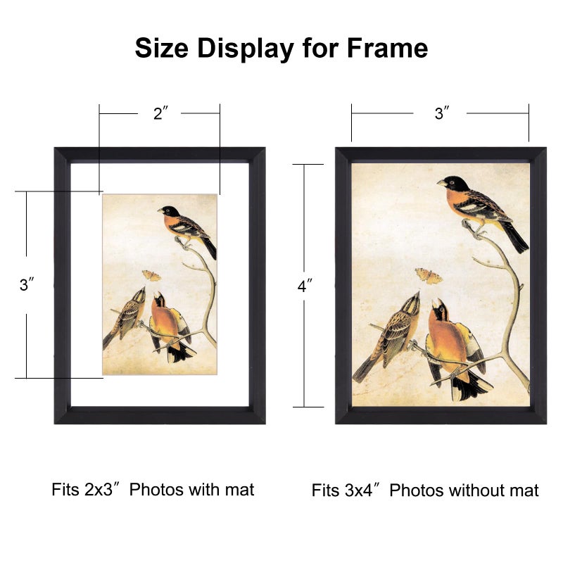 BKABOT 3x4 Picture Frame  Black Metal Photo Frames with HD Glass  Fits 2x3 with Mat or 3 x 4 without Mat  Display for Wall and Table  1 Pack - Image 2