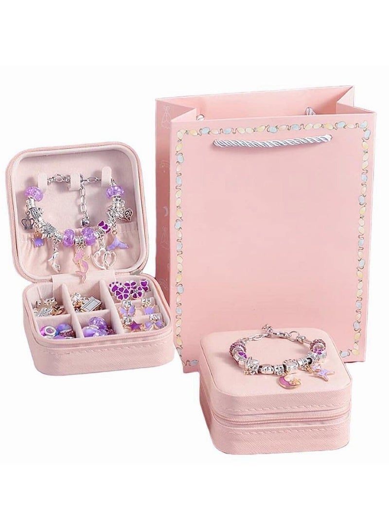 Bracelet Making Kit for Girls, 68PCs DIY Jewelry Craft Set with Charm Beads and Gift Box, Creative Art Present for Kids Ages 8-12, Adults (Purple) - Image 2