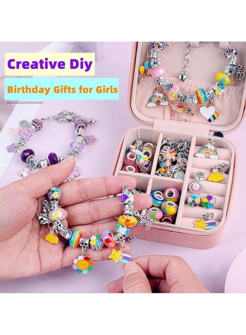 Bracelet Making Kit for Girls, 68PCs DIY Jewelry Craft Set with Charm Beads and Gift Box, Creative Art Present for Kids Ages 8-12, Adults (Purple) - Image 3