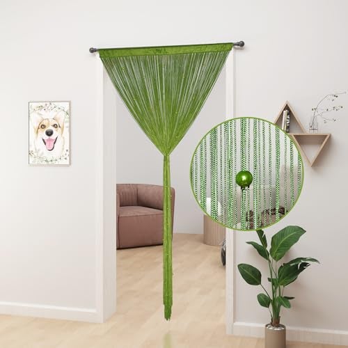 YIIBAII Beaded Curtain Beaded Curtains for Doorways Crystals Suitable for Interior Decoration and Partitions Hippy Closet Curtains (Green, 39"x79") - Image 2