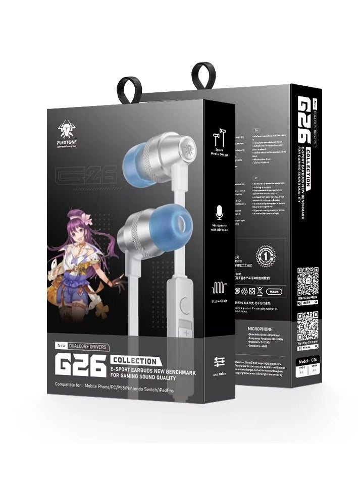 Plextone Plextone G26 3.5mm In-Ear Gaming Headset for Mobile Phones with Dual Speakers with Bass and Microphone - Black  - Image 3
