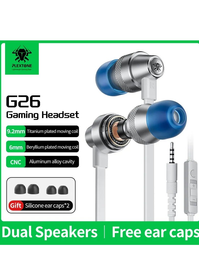 Plextone Plextone G26 3.5mm In-Ear Gaming Headset for Mobile Phones with Dual Speakers with Bass and Microphone - Black  - Image 4