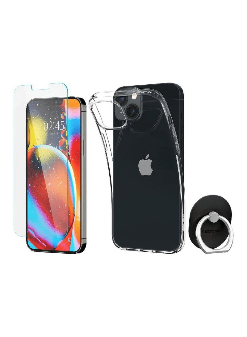 Spigen مجموعة من واقي الشاشة والحافظة وخاتم الإصبع لهاتف iPhone 14 Plus شفاف - Image 2
