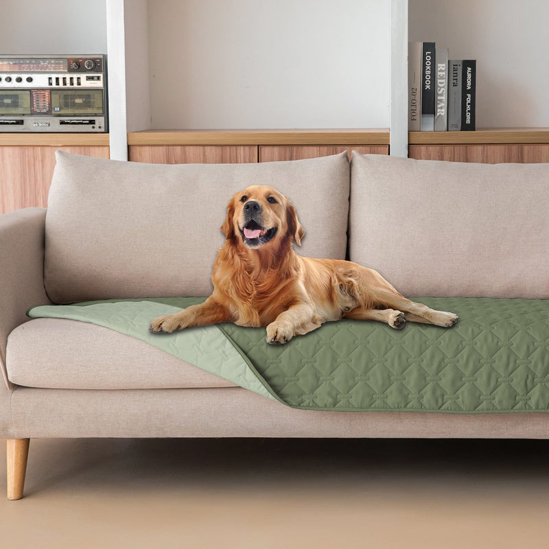 gogobunny 100% Double-Sided Waterproof Dog Bed Cover Pet Blanket Sofa Couch Furniture Protector for Puppy Large Dog Cat, Reversible (30x70 Inch (Pack of 1), Dark Green/Light Green) - Image 1