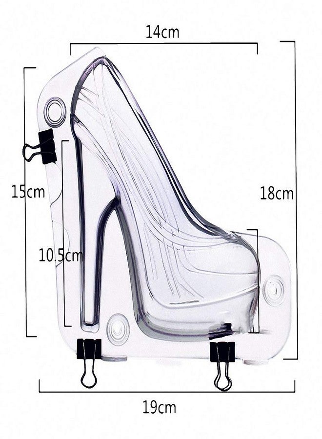 Fewo Big Size 7.5"x7.1" High Heel Shoe Chocolate Mold with 6 Clips, 3D Polycarbonate Stiletto Candy Cake Decoration Molds DIY Home Baking Pastry Tools Lady Shoes Mold - Image 3