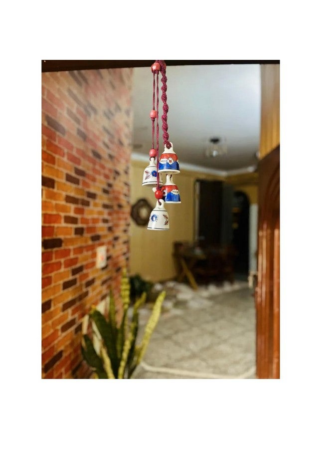Shopping Shots Macrame Symphony, Mini Ceramic Bells Size (Height -3 Inches) Macrame Melodies - Set of 4 Mini Bells + Ceramic Hook - Perfect for Gifting, Celebratory Occasions - Image 1