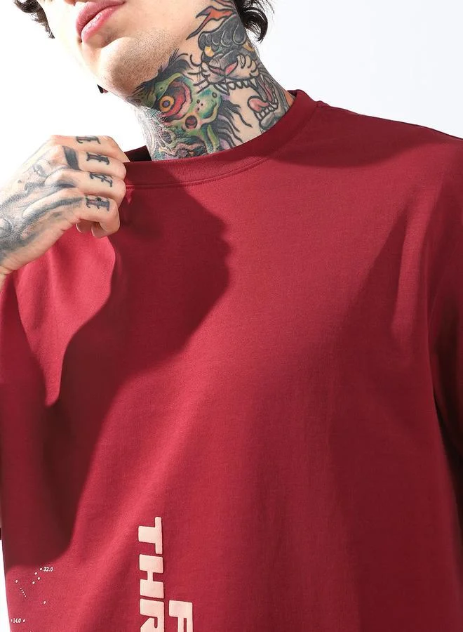 HIGH STAR Moto Racer Graphic Printed Round Neck Short Sleeves Relaxed Fit Cotton T-shirt