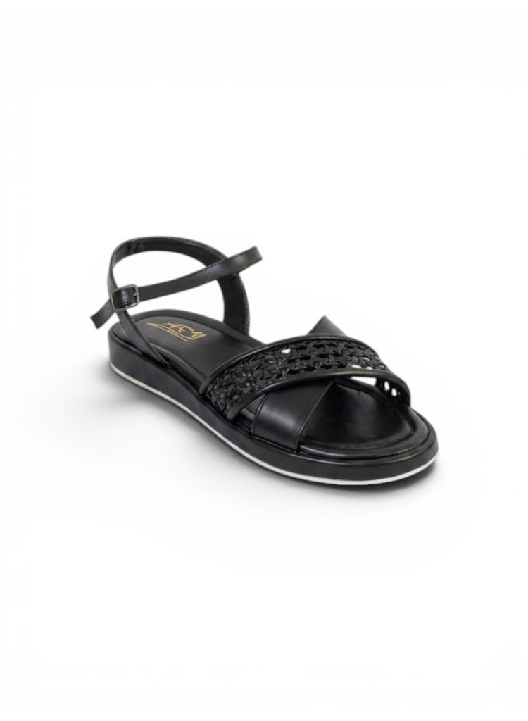 LIFESTYLISH sandals flat leather Uniquely styled SF-63 - Black - Image 1