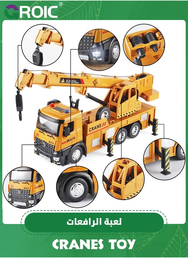 GROIC - Children Crane Toy Metal DieCast Crane Model，Construction Truck Toys with Simulated Sounds and Lights,Large Crane Truck Toy - Image 1