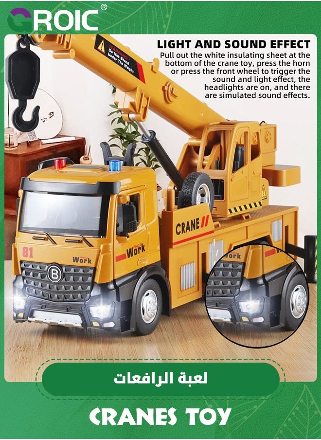 GROIC - Children Crane Toy Metal DieCast Crane Model，Construction Truck Toys with Simulated Sounds and Lights,Large Crane Truck Toy - Image 1